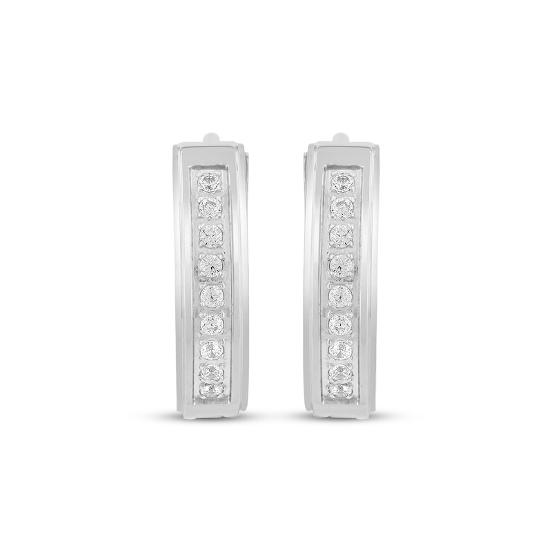 Main Image 2 of Men's Diamond Huggie Hoop Earrings 1/6 ct tw Stainless Steel