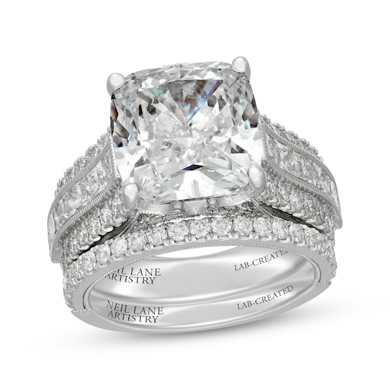 Neil Lane Artistry Cushion-Cut Lab-Grown Diamond Bridal Set 10-1/4 ct tw 14K White Gold