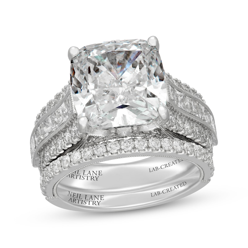 Main Image 1 of Neil Lane Artistry Cushion-Cut Lab-Grown Diamond Bridal Set 10-1/4 ct tw 14K White Gold