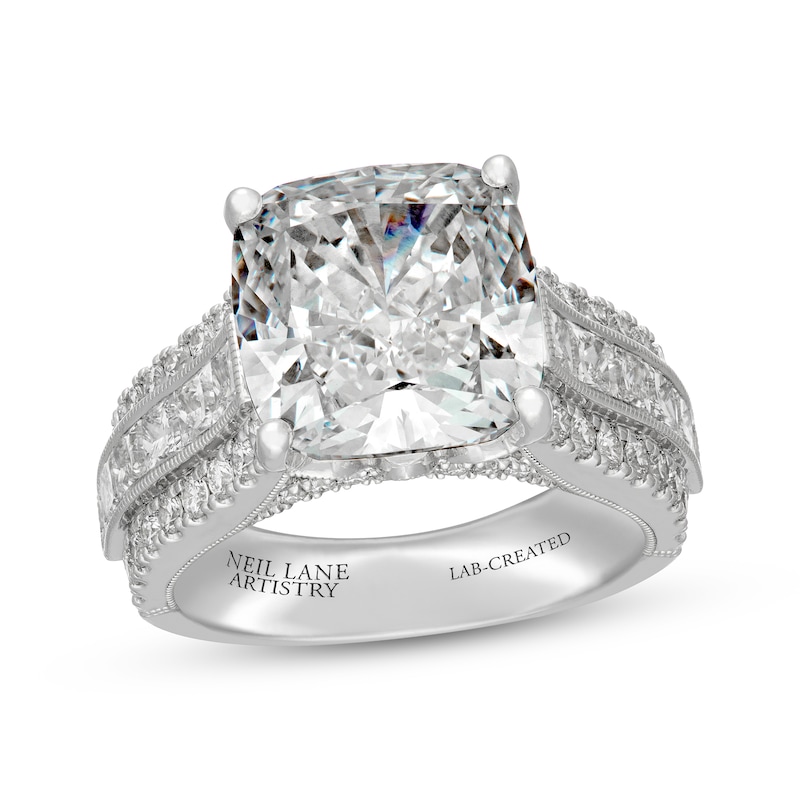 Main Image 4 of Neil Lane Artistry Cushion-Cut Lab-Grown Diamond Engagement Ring 10 ct tw 14K White Gold