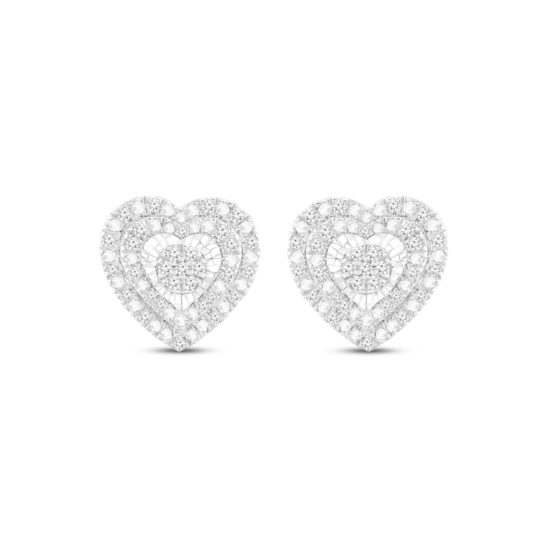 Main Image 2 of Diamond Heart Stud Earrings 1/5 ct tw Sterling Silver