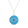 Thumbnail Image 1 of Blue Lab-Created Sapphire & Enamel Evil Eye Locket Necklace Sterling Silver 18"