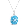 Thumbnail Image 2 of Blue Lab-Created Sapphire & Enamel Evil Eye Locket Necklace Sterling Silver 18"