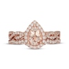 Thumbnail Image 2 of Neil Lane Pear-Shaped Morganite & Diamond Halo Bridal Set 1/2 ct tw Diamonds 14K Rose Gold