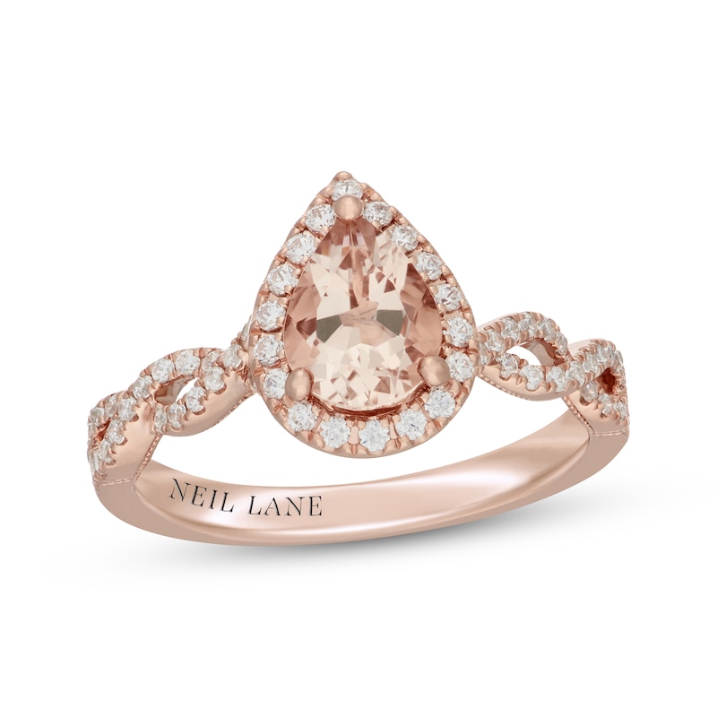 Main Image 3 of Neil Lane Pear-Shaped Morganite & Diamond Halo Engagement Ring 3/8 ct tw 14K Rose Gold