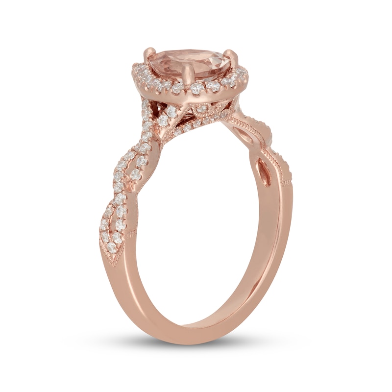 Main Image 4 of Neil Lane Pear-Shaped Morganite & Diamond Halo Engagement Ring 3/8 ct tw 14K Rose Gold