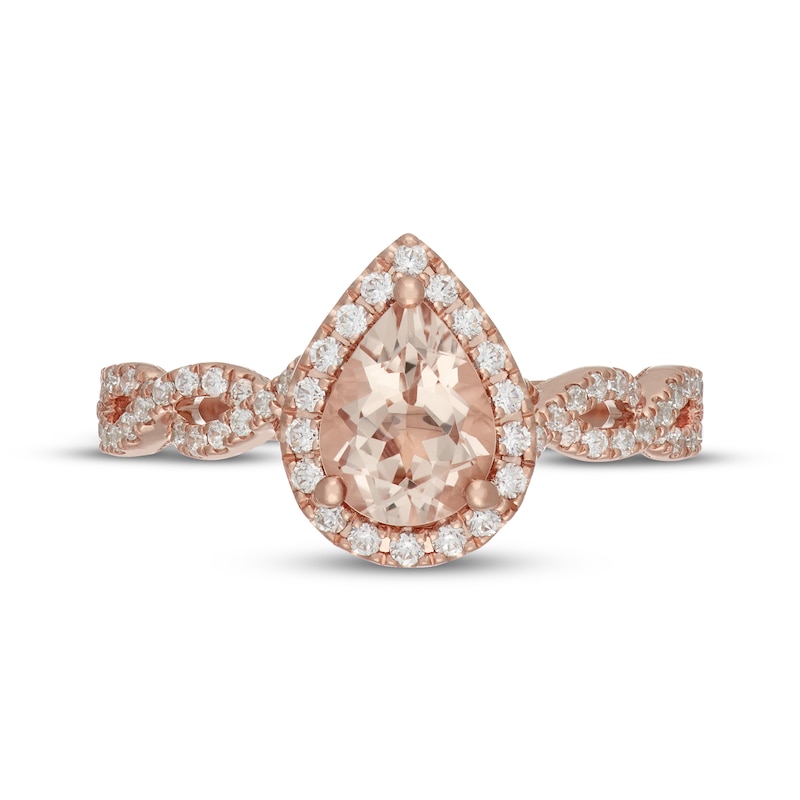 Main Image 5 of Neil Lane Pear-Shaped Morganite & Diamond Halo Engagement Ring 3/8 ct tw 14K Rose Gold