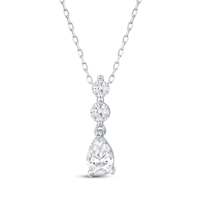 Main Image 1 of KAY Lab-Grown Diamonds Certified Pear-Shaped & Round-Cut Drop Necklace 1/2 ct tw 10K White Gold
