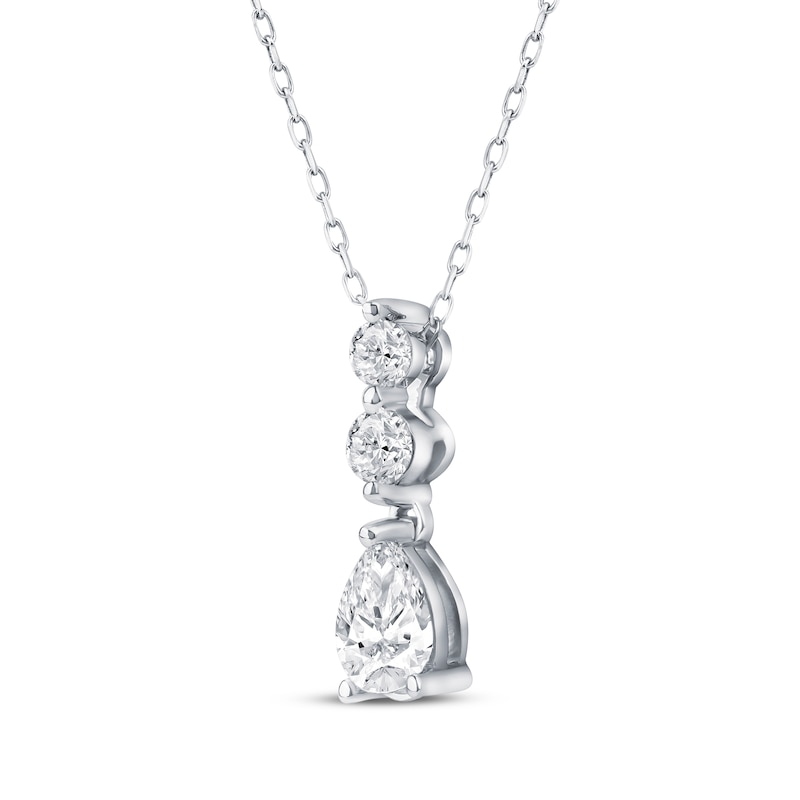 Main Image 2 of KAY Lab-Grown Diamonds Certified Pear-Shaped & Round-Cut Drop Necklace 1/2 ct tw 10K White Gold