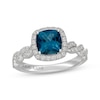 Thumbnail Image 1 of Neil Lane Cushion-Cut London Blue Topaz & Diamond Halo Engagement Ring 1/2 ct tw 14K White Gold
