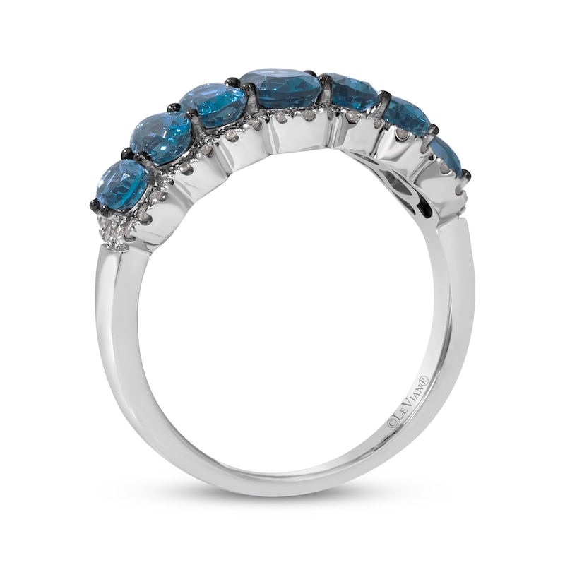 Main Image 3 of Le Vian Waterfall Oval-Cut Blue Topaz Ring 1/3 ct tw Diamonds 14K Vanilla Gold