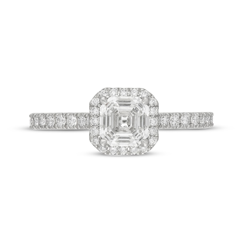 Main Image 3 of Neil Lane Artistry Heritage Square Emerald-Cut Lab-Grown Diamond Halo Engagement Ring 1-3/8 ct tw Platinum