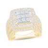 Thumbnail Image 1 of Now + Forever Princess-Cut Multi-Diamond Double Halo Engagement Ring 3 ct tw 10K Yellow Gold