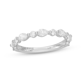 Neil Lane Artistry Pear-Shaped & Round-Cut Lab-Grown Diamond Anniversary Ring 3/4 ct tw 14K White Gold