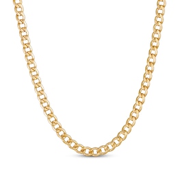 Diamond-Cut Curb Chain Necklace 7.1mm Solid 10K Yellow Gold 22"