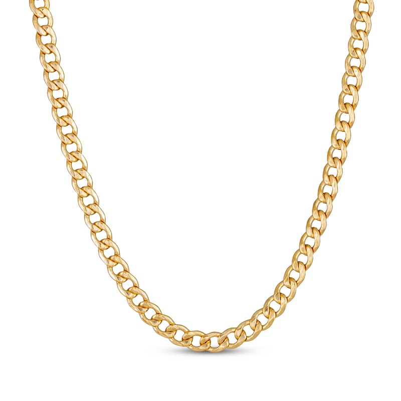 Main Image 1 of Diamond-Cut Curb Chain Necklace 7.1mm Solid 10K Yellow Gold 22&quot;