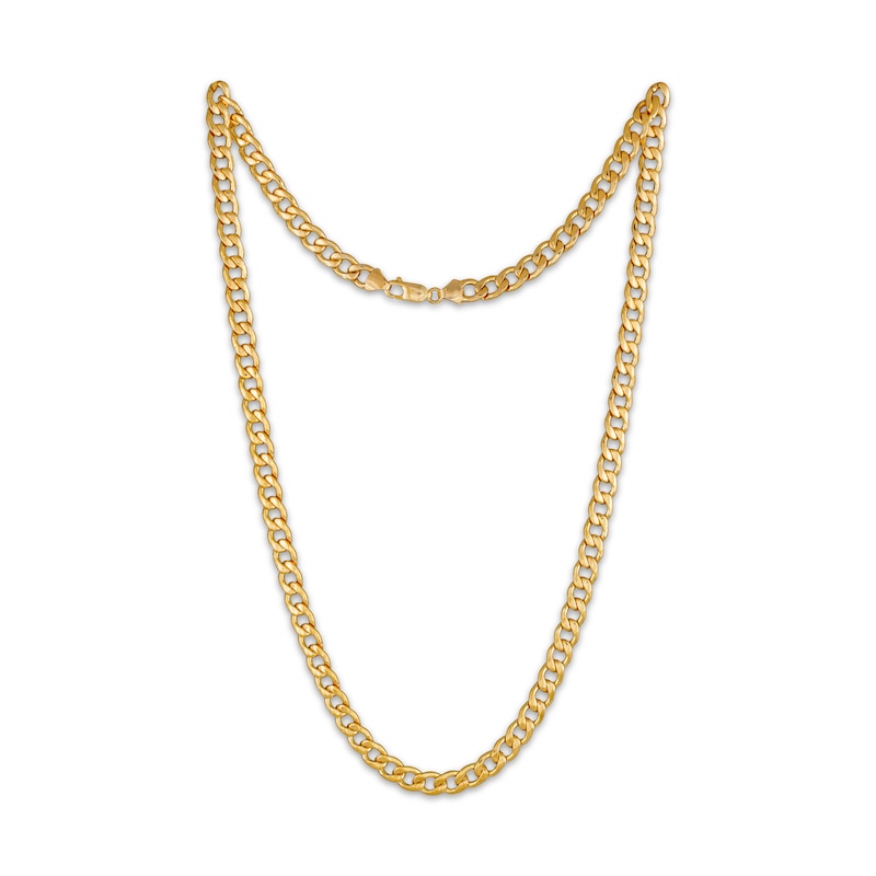 Main Image 2 of Diamond-Cut Curb Chain Necklace 7.1mm Solid 10K Yellow Gold 22&quot;