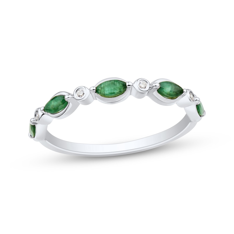 Main Image 1 of Now + Forever Marquise-Cut Emerald & Diamond Accent Anniversary Ring 10K White Gold
