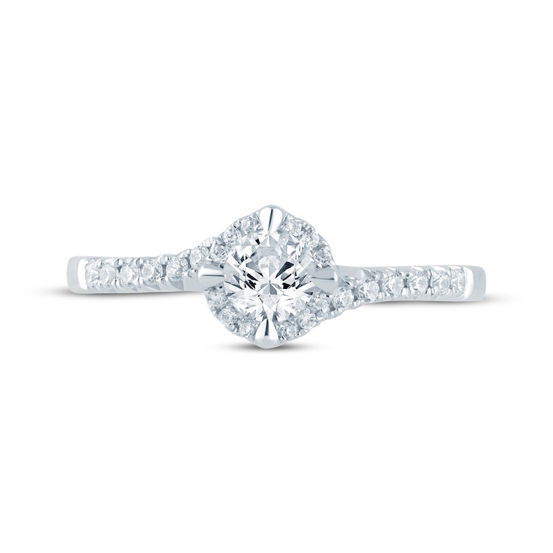 Main Image 3 of Now + Forever Round-Cut Diamond Halo Bypass Engagement Ring 1/2 ct tw 14K White Gold