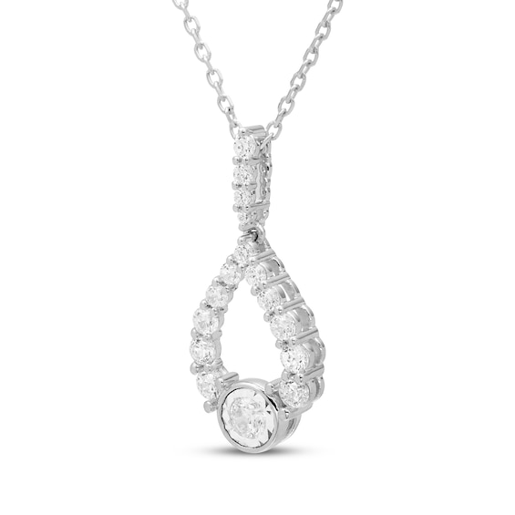 Thumbnail Image 2 of Diamond Teardrop Necklace 1/4 ct tw 10K White Gold 18"