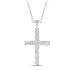 Diamond Cross Necklace 1/4 ct tw Sterling Silver 18"
