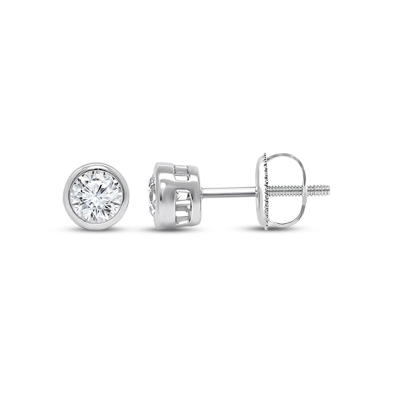 KAY Lab-Grown Diamonds Round-Cut Bezel-Set Solitaire Stud Earrings 1/2 ct tw 14K White Gold (F/SI2)