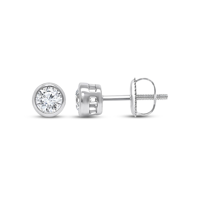 Main Image 1 of KAY Lab-Grown Diamonds Round-Cut Bezel-Set Solitaire Stud Earrings 1/2 ct tw 14K White Gold (F/SI2)