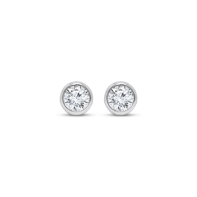 Main Image 2 of KAY Lab-Grown Diamonds Round-Cut Bezel-Set Solitaire Stud Earrings 1/2 ct tw 14K White Gold (F/SI2)