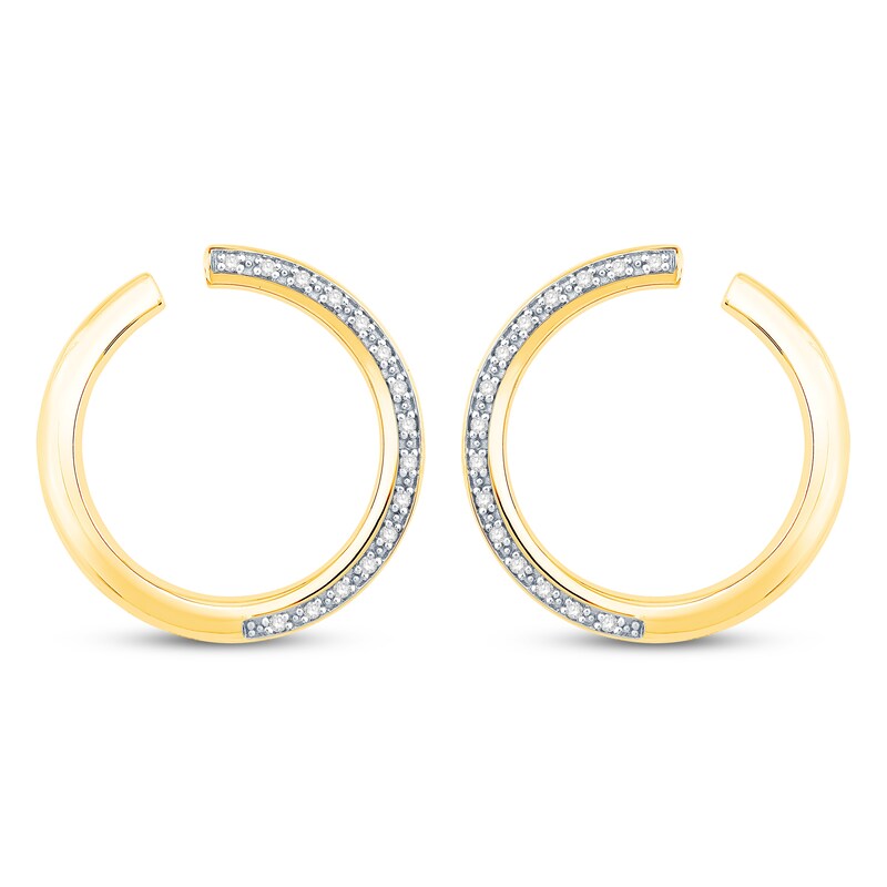 Main Image 2 of Diamond Open Loop Earrings 1/6 ct tw 10K Yellow Gold