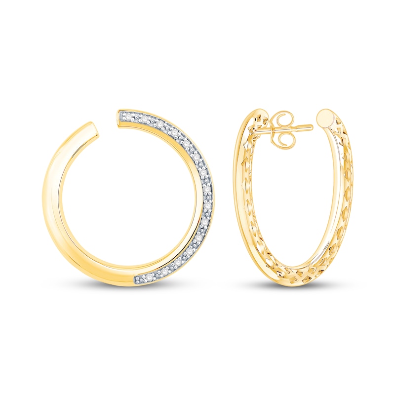 Main Image 3 of Diamond Open Loop Earrings 1/6 ct tw 10K Yellow Gold