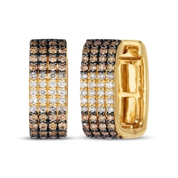 Le Vian Chocolate Ombré Diamond Four-Row Hoop Earrings 3/4 ct tw 14K Honey Gold