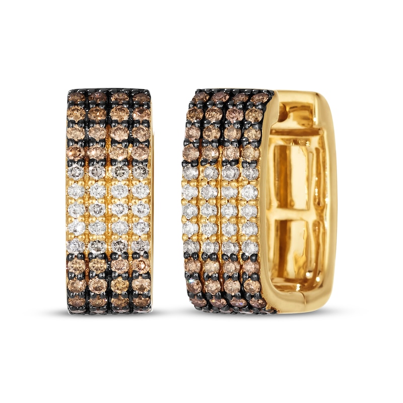 Main Image 1 of Le Vian Chocolate Ombré Diamond Four-Row Hoop Earrings 3/4 ct tw 14K Honey Gold