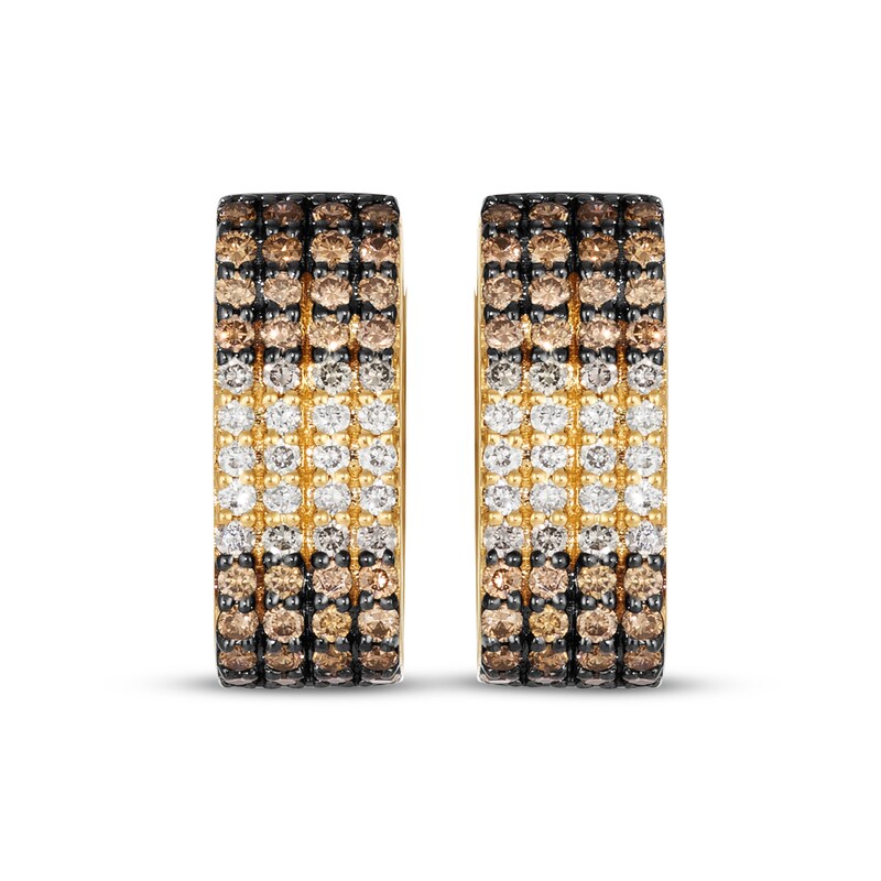 Main Image 2 of Le Vian Chocolate Ombré Diamond Four-Row Hoop Earrings 3/4 ct tw 14K Honey Gold