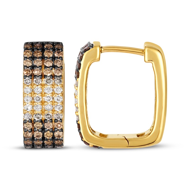 Main Image 3 of Le Vian Chocolate Ombré Diamond Four-Row Hoop Earrings 3/4 ct tw 14K Honey Gold