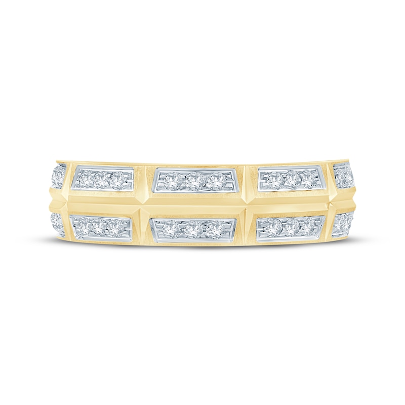Main Image 3 of Now + Forever Men's Diamond Trios Wedding Band 1/3 ct tw 10K Yellow Gold