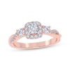 Thumbnail Image 1 of Now + Forever Princess-Cut Diamond Halo Engagement Ring 1/2 ct tw 14K Rose Gold