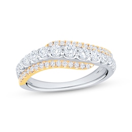 Now + Forever Diamond Bypass Anniversary Ring 1 ct tw 14K Two-Tone Gold