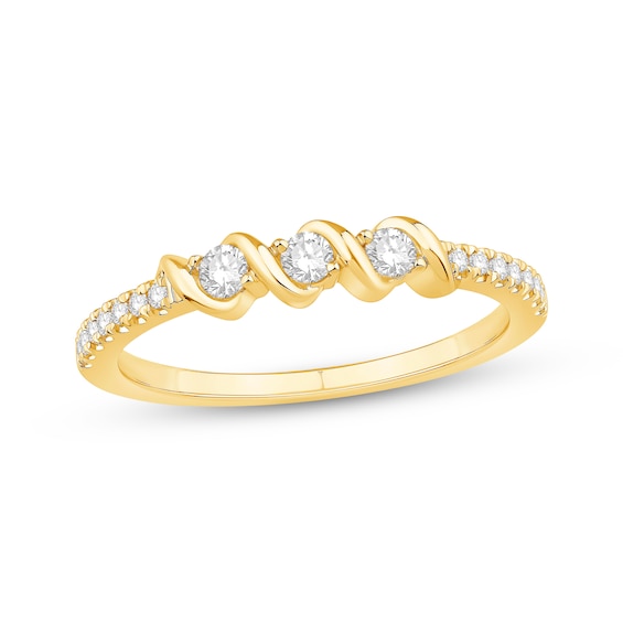 Now + Forever Diamond Three-Stone Anniversary Ring 1/4 ct tw 10K Yellow Gold