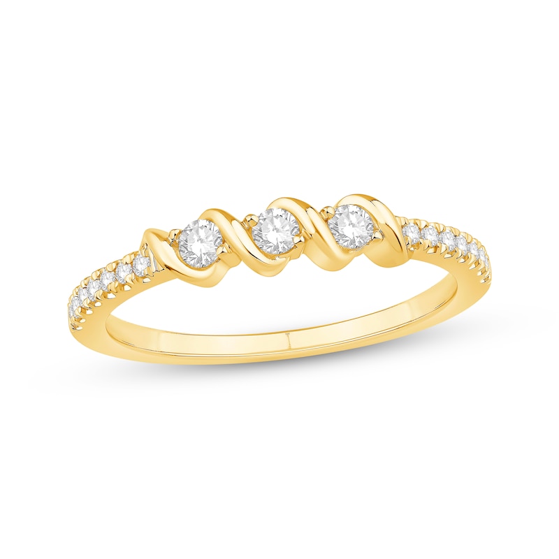 Main Image 1 of Now + Forever Diamond Three-Stone Anniversary Ring 1/4 ct tw 10K Yellow Gold