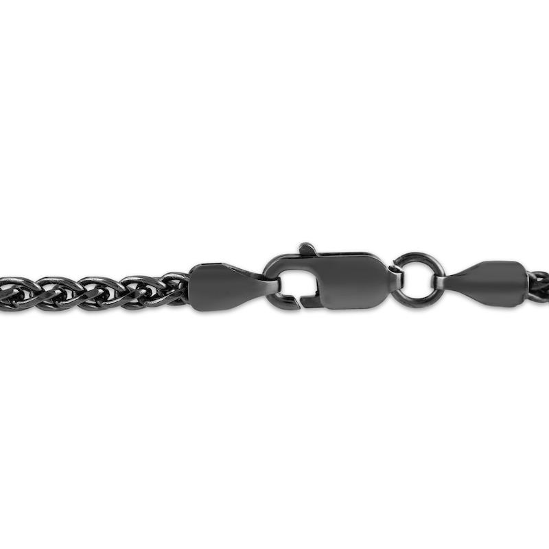 Main Image 2 of Ink & Ice Men's Black Diamond Initial &quot;R&quot; Necklace 1/8 ct tw Black Rhodium-Plated Sterling Silver 22&quot;