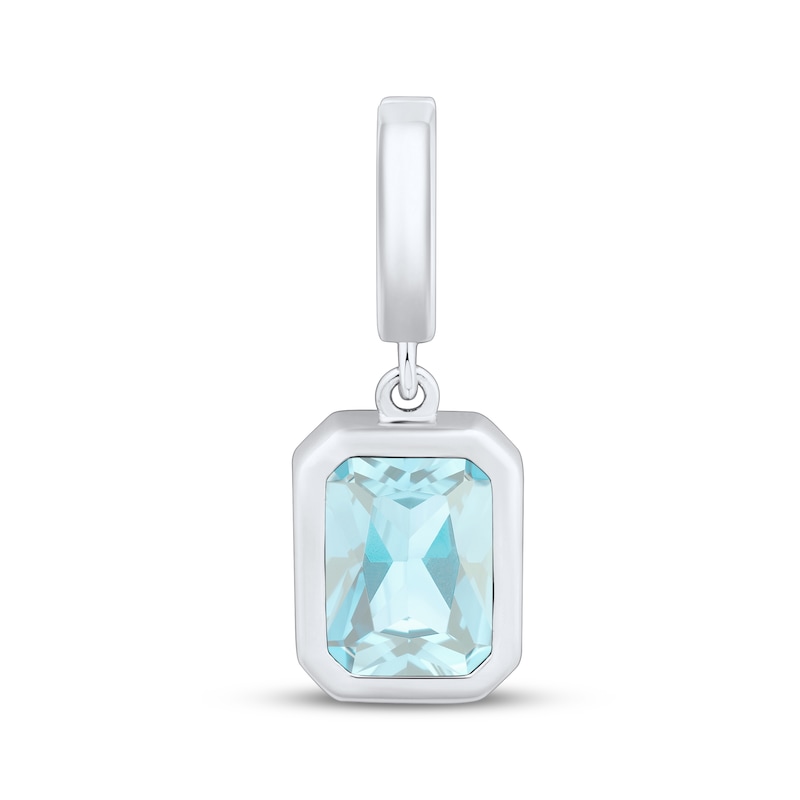Main Image 1 of Charmed Memories Emerald-Cut Light Blue Cubic Zirconia Charm Sterling Silver