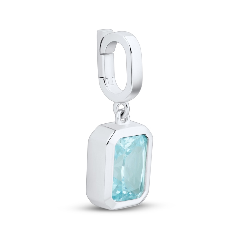 Main Image 2 of Charmed Memories Emerald-Cut Light Blue Cubic Zirconia Charm Sterling Silver