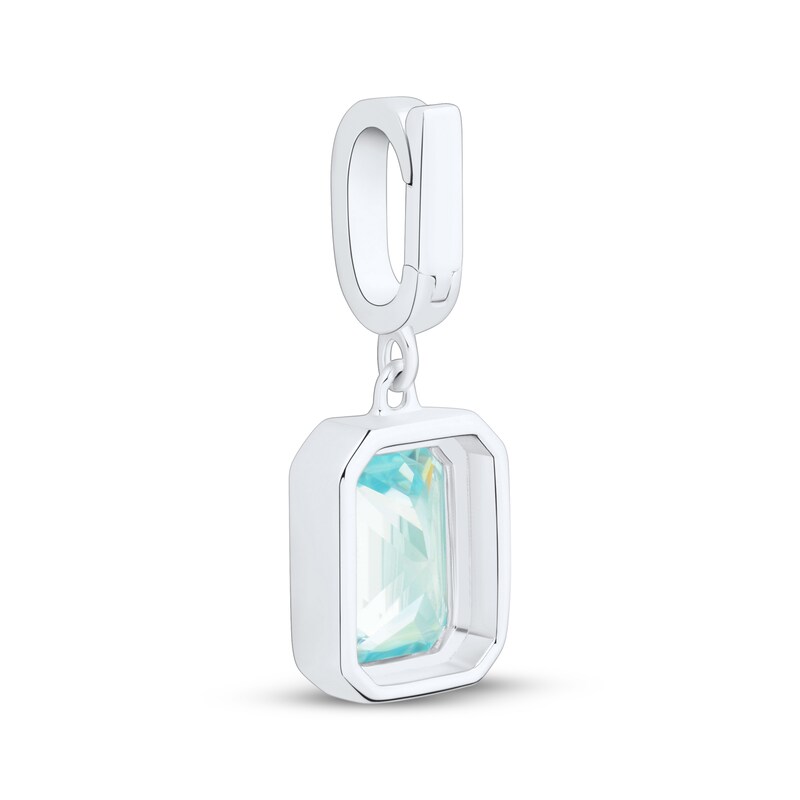 Main Image 3 of Charmed Memories Emerald-Cut Light Blue Cubic Zirconia Charm Sterling Silver