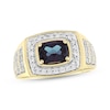 Thumbnail Image 1 of Men's Cushion-Cut Lab-Created Alexandrite & Diamond Ring 1/2 ct tw 10K Yellow Gold