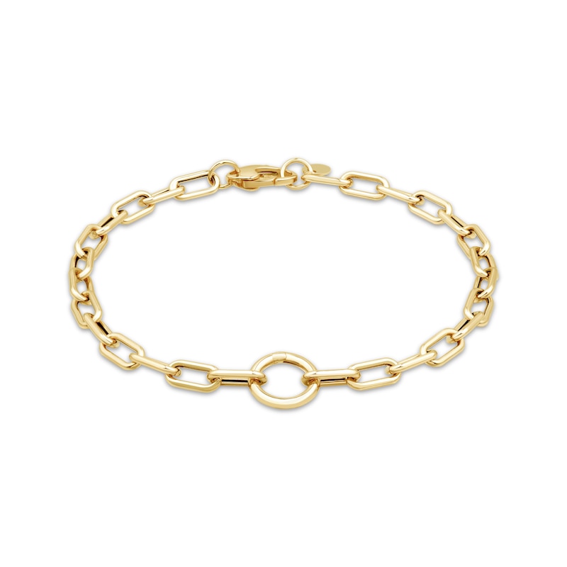 Main Image 1 of Charmed Memories Paperclip Chain Circle Link Bracelet 4.4mm Hollow 10K Yellow Gold 7.5&quot;