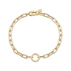 Thumbnail Image 2 of Charmed Memories Paperclip Chain Circle Link Bracelet 4.4mm Hollow 10K Yellow Gold 7.5&quot;