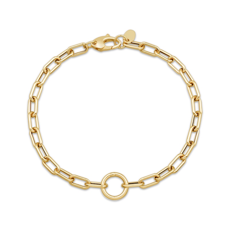 Main Image 2 of Charmed Memories Paperclip Chain Circle Link Bracelet 4.4mm Hollow 10K Yellow Gold 7.5&quot;