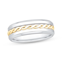 Now + Forever Men's Twist Center Wedding Band 10K Two-Tone Gold 7mm