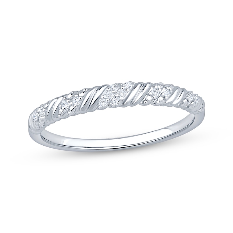 Main Image 1 of Now + Forever Diamond Diagonal Anniversary Ring 1/20 ct tw 10K White Gold