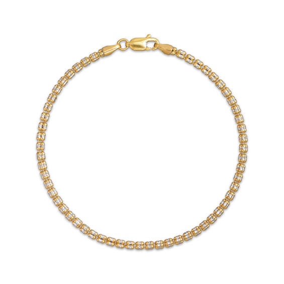 2.6mm Diamond-Cut Ice Chain Bracelet Solid 10K Yellow Gold 7.5"
